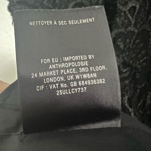 Leifsdottir Anthropologie Black Lace Eyelet Dress Lingonberry Sleeveless Size 4 - Picture 13 of 15